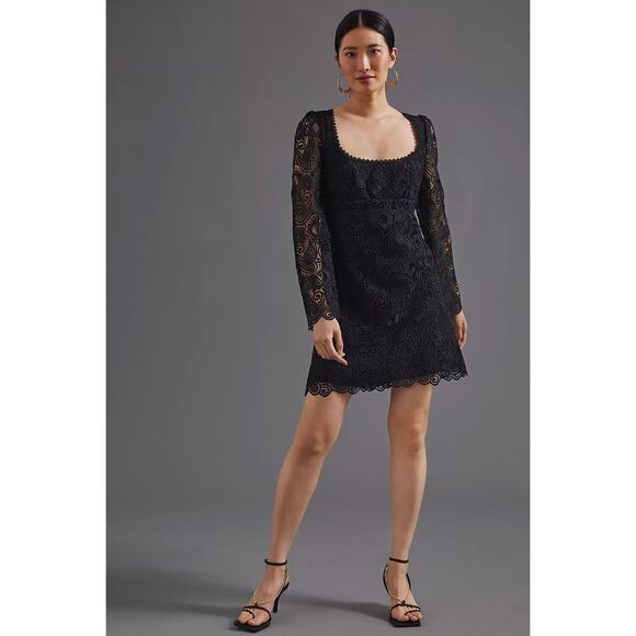 Anthropologie - Maeve Embroidered Lace Mini Dress - Picture 1 of 7